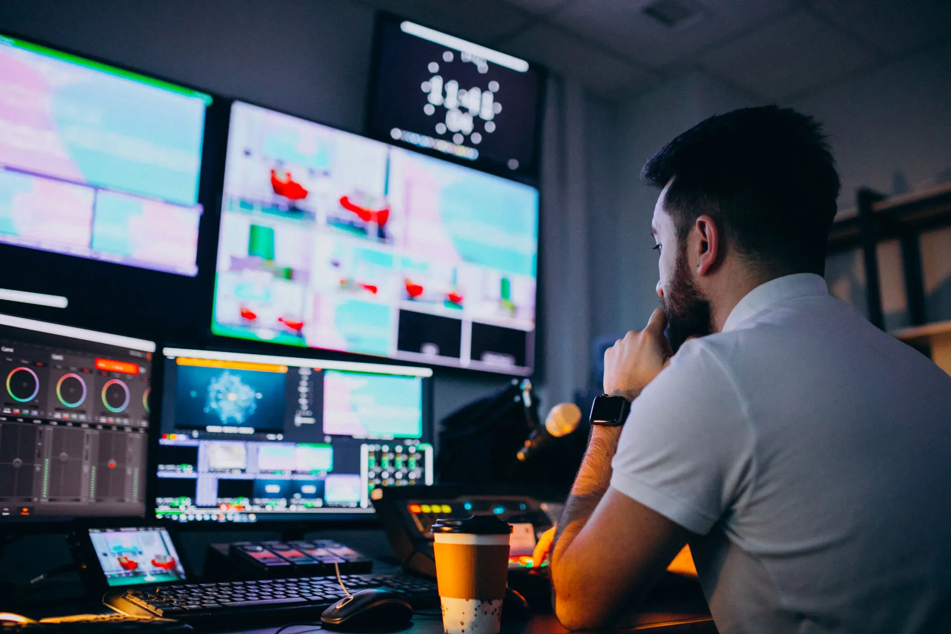 A picture of a man monitoring system information